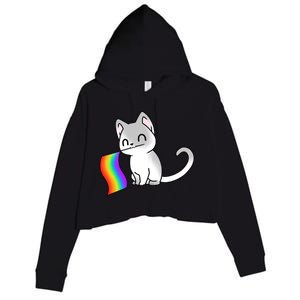 Cat Lgbt Rainbow Flag Pride Month Crop Fleece Hoodie