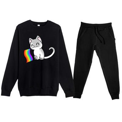 Cat Lgbt Rainbow Flag Pride Month Premium Crewneck Sweatsuit Set