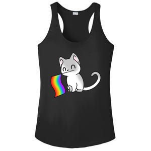 Cat Lgbt Rainbow Flag Pride Month Ladies PosiCharge Competitor Racerback Tank