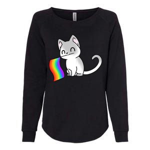 Cat Lgbt Rainbow Flag Pride Month Womens California Wash Sweatshirt