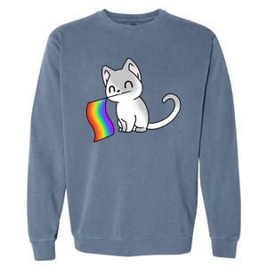 Cat Lgbt Rainbow Flag Pride Month Garment-Dyed Sweatshirt