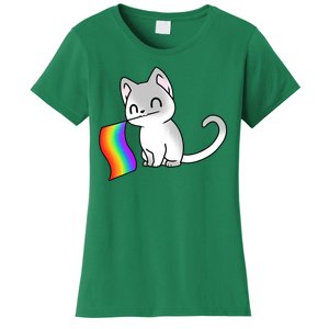 Cat Lgbt Rainbow Flag Pride Month Women's T-Shirt