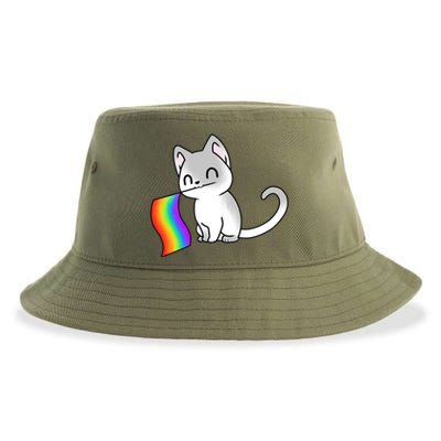 Cat Lgbt Rainbow Flag Pride Month Sustainable Bucket Hat