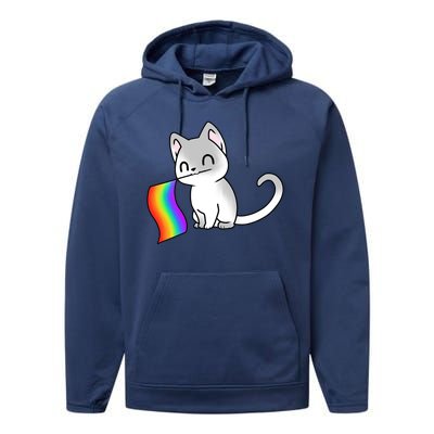 Cat Lgbt Rainbow Flag Pride Month Performance Fleece Hoodie