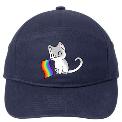 Cat Lgbt Rainbow Flag Pride Month 7-Panel Snapback Hat