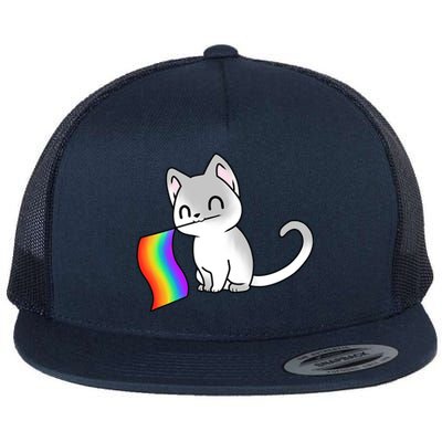 Cat Lgbt Rainbow Flag Pride Month Flat Bill Trucker Hat