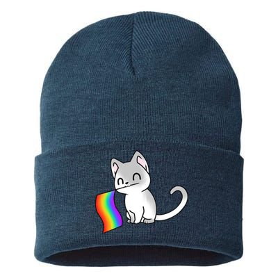 Cat Lgbt Rainbow Flag Pride Month Sustainable Knit Beanie