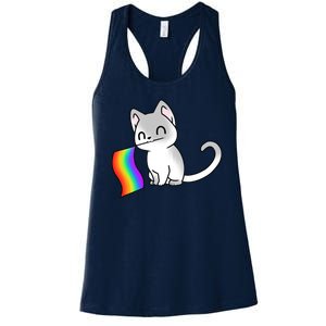 Cat Lgbt Rainbow Flag Pride Month Women's Racerback Tank