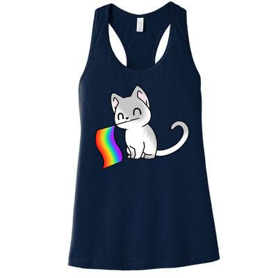 Cat Lgbt Rainbow Flag Pride Month Women's Racerback Tank