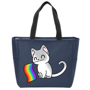 Cat Lgbt Rainbow Flag Pride Month Zip Tote Bag