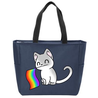 Cat Lgbt Rainbow Flag Pride Month Zip Tote Bag