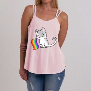 Cat Lgbt Rainbow Flag Pride Month Women's Strappy Tank