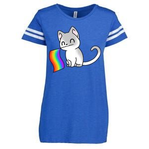 Cat Lgbt Rainbow Flag Pride Month Enza Ladies Jersey Football T-Shirt