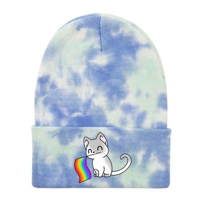 Cat Lgbt Rainbow Flag Pride Month Tie Dye 12in Knit Beanie