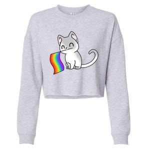 Cat Lgbt Rainbow Flag Pride Month Cropped Pullover Crew