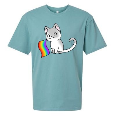 Cat Lgbt Rainbow Flag Pride Month Sueded Cloud Jersey T-Shirt