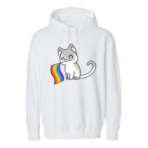 Cat Lgbt Rainbow Flag Pride Month Garment-Dyed Fleece Hoodie