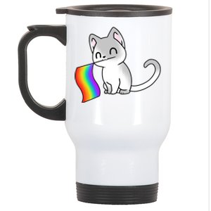 Cat Lgbt Rainbow Flag Pride Month Stainless Steel Travel Mug