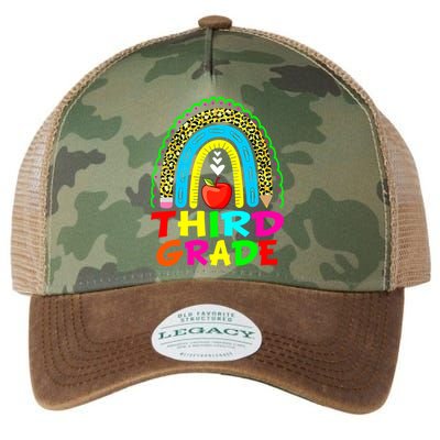 Cute Leopard Rainbow Funny Third Grade Teacher Legacy Tie Dye Trucker Hat