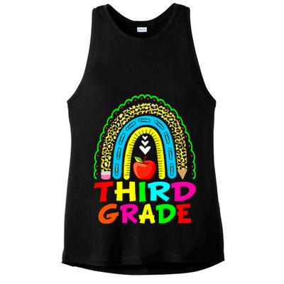 Cute Leopard Rainbow Funny Third Grade Teacher Ladies PosiCharge Tri-Blend Wicking Tank