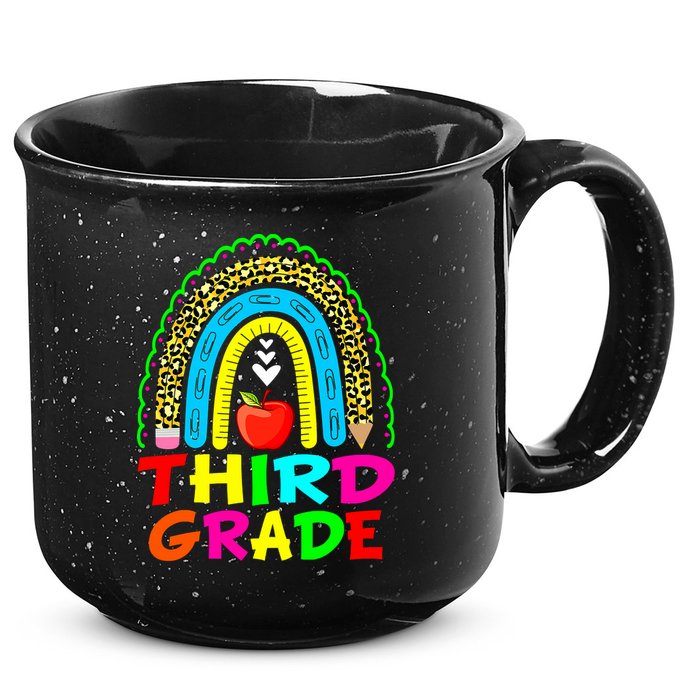 Cute Leopard Rainbow Funny Third Grade Teacher 15oz Campfire Ceramic Mug