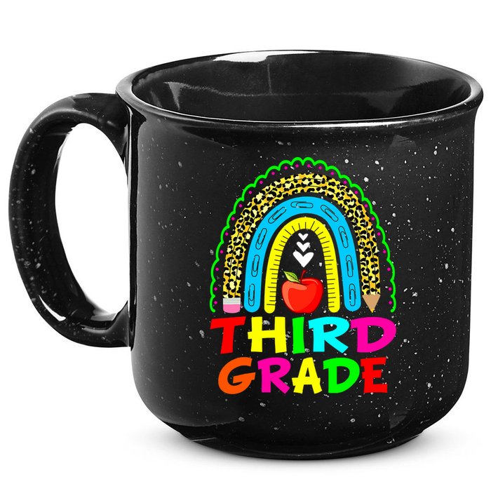 Cute Leopard Rainbow Funny Third Grade Teacher 15oz Campfire Ceramic Mug