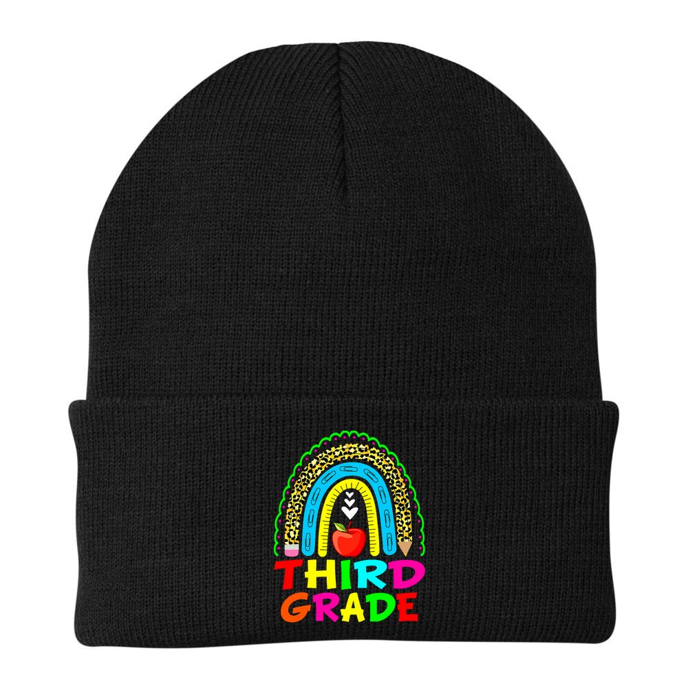 Cute Leopard Rainbow Funny Third Grade Teacher Beanie