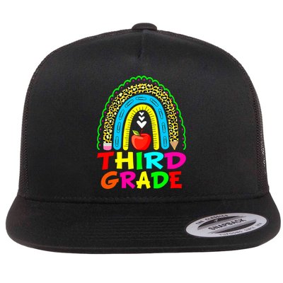 Cute Leopard Rainbow Funny Third Grade Teacher Flatbill Hat