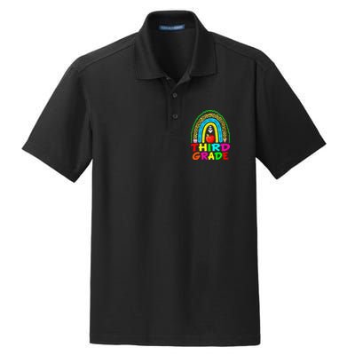 Cute Leopard Rainbow Funny Third Grade Teacher Dry Zone Grid Polo