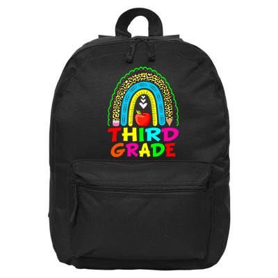 Cute Leopard Rainbow Funny Third Grade Teacher 16 in Basic Backpack