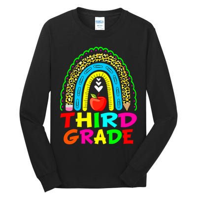Cute Leopard Rainbow Funny Third Grade Teacher Tall Long Sleeve T-Shirt