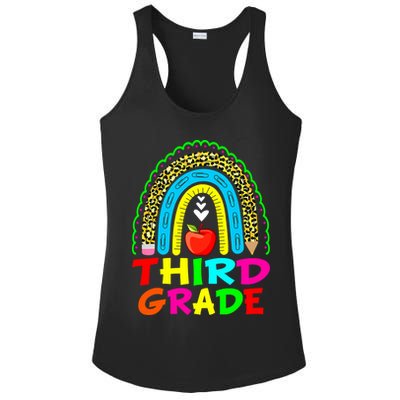 Cute Leopard Rainbow Funny Third Grade Teacher Ladies PosiCharge Competitor Racerback Tank