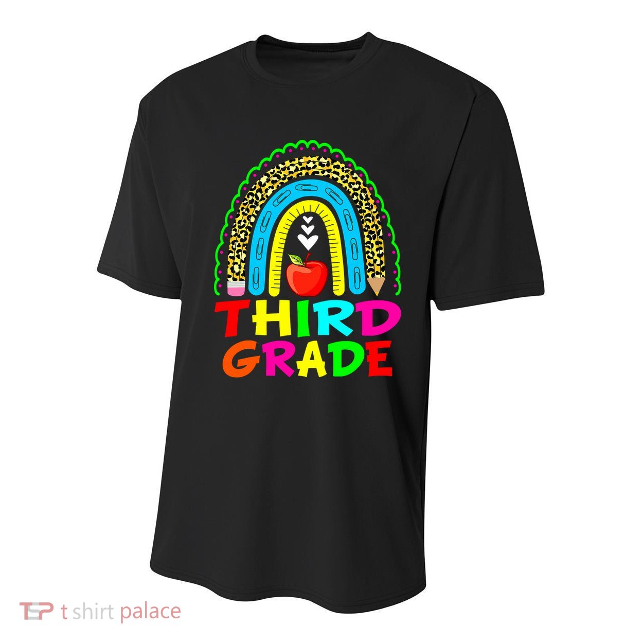 Cute Leopard Rainbow Funny Third Grade Teacher Youth Performance Sprint T-Shirt