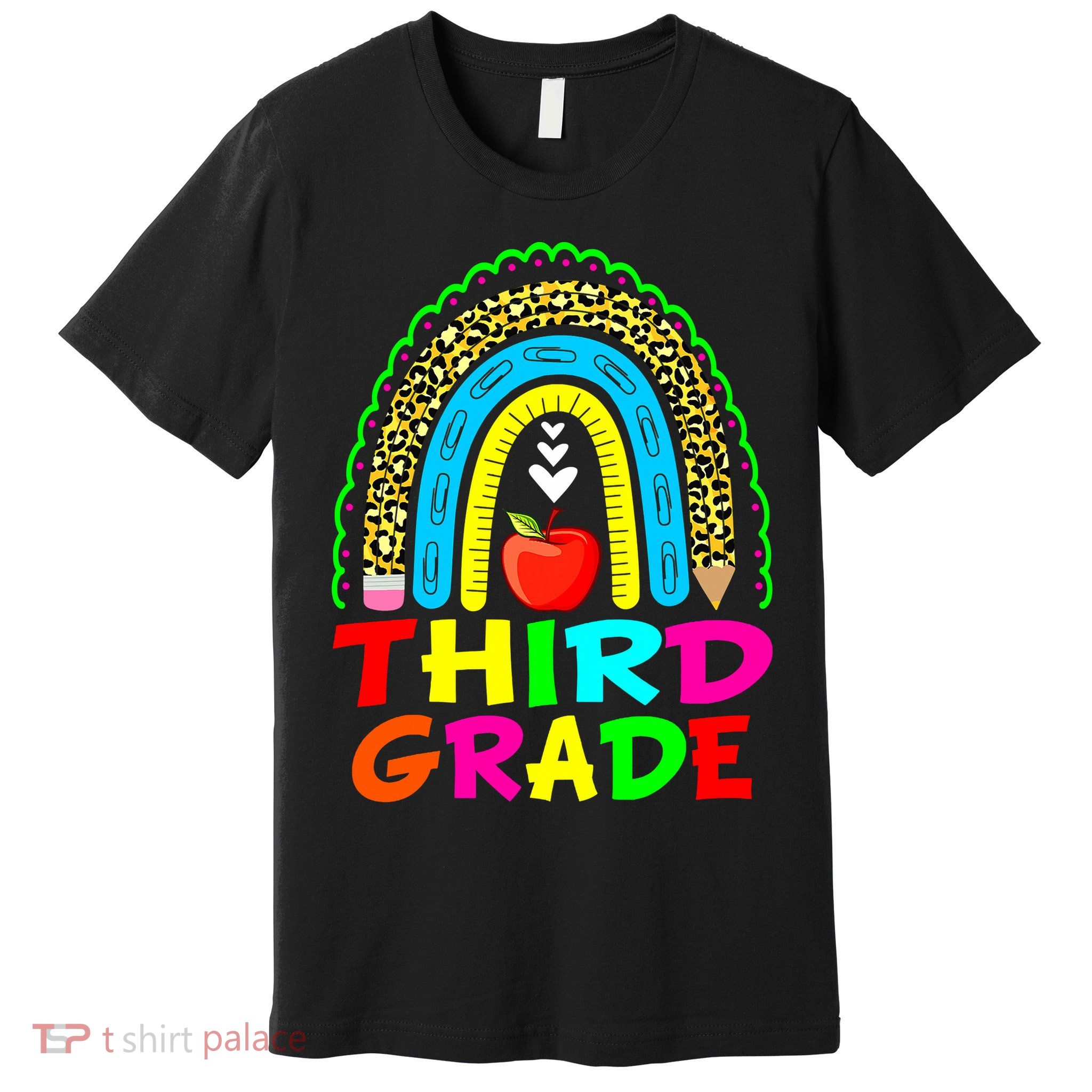 Cute Leopard Rainbow Funny Third Grade Teacher Premium T-Shirt