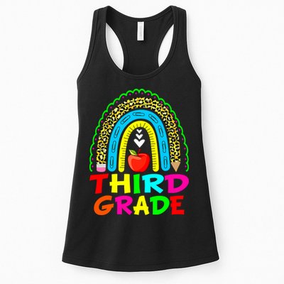 Cute Leopard Rainbow Funny Third Grade Teacher Womens Tank Top