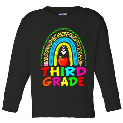 Cute Leopard Rainbow Funny Third Grade Teacher Toddler Long Sleeve Shirt
