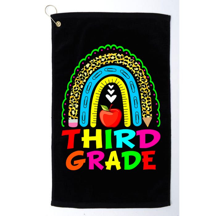 Cute Leopard Rainbow Funny Third Grade Teacher Golf Towel