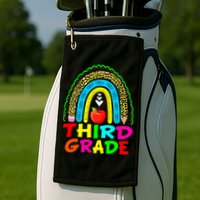 Cute Leopard Rainbow Funny Third Grade Teacher Golf Towel