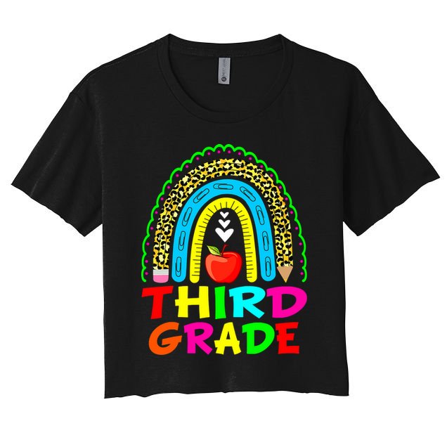 Cute Leopard Rainbow Funny Third Grade Teacher Crop Top