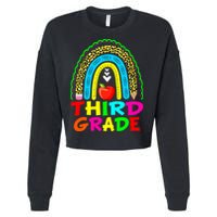 Cute Leopard Rainbow Funny Third Grade Teacher Cropped Pullover Crew