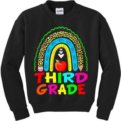 Cute Leopard Rainbow Funny Third Grade Teacher Kids Sweatshirt