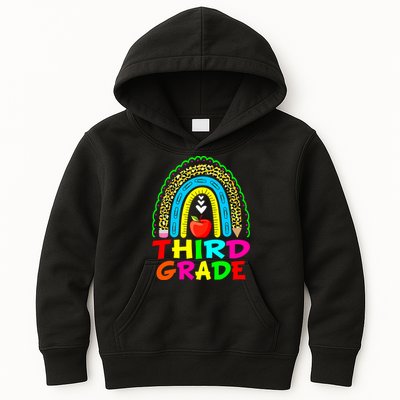 Cute Leopard Rainbow Funny Third Grade Teacher Kids Hoodie