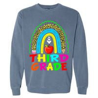 Cute Leopard Rainbow Funny Third Grade Teacher Garment-Dyed Sweatshirt