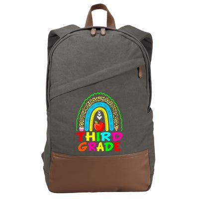 Cute Leopard Rainbow Funny Third Grade Teacher Cotton Canvas Backpack