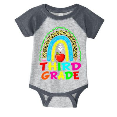 Cute Leopard Rainbow Funny Third Grade Teacher Infant Baby Jersey Bodysuit