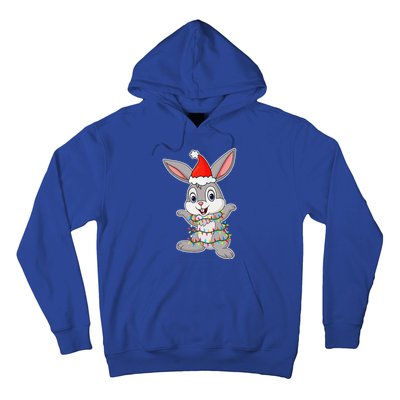 Christmas Lights Rabbit Wearing Xmas Hat Rabbit Lover Hoodie