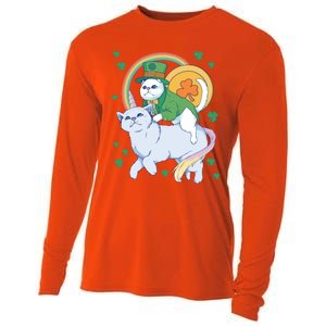 Cat Leprechaun Shamrock Saint Patrick's Day Funny Gift Cooling Performance Long Sleeve Crew