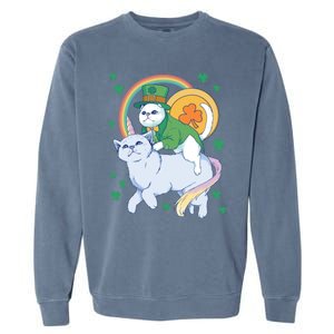 Cat Leprechaun Shamrock Saint Patrick's Day Funny Gift Garment-Dyed Sweatshirt