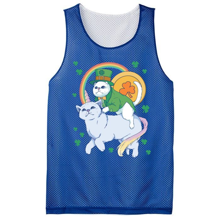 Cat Leprechaun Shamrock Saint Patrick's Day Funny Gift Mesh Reversible Basketball Jersey Tank