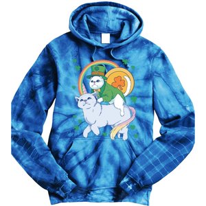 Cat Leprechaun Shamrock Saint Patrick's Day Funny Gift Tie Dye Hoodie